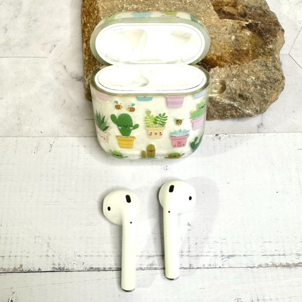 Apple AirPods 1st Generation Model A1602 Case Earbuds and Cute Cacti Cover WORKS